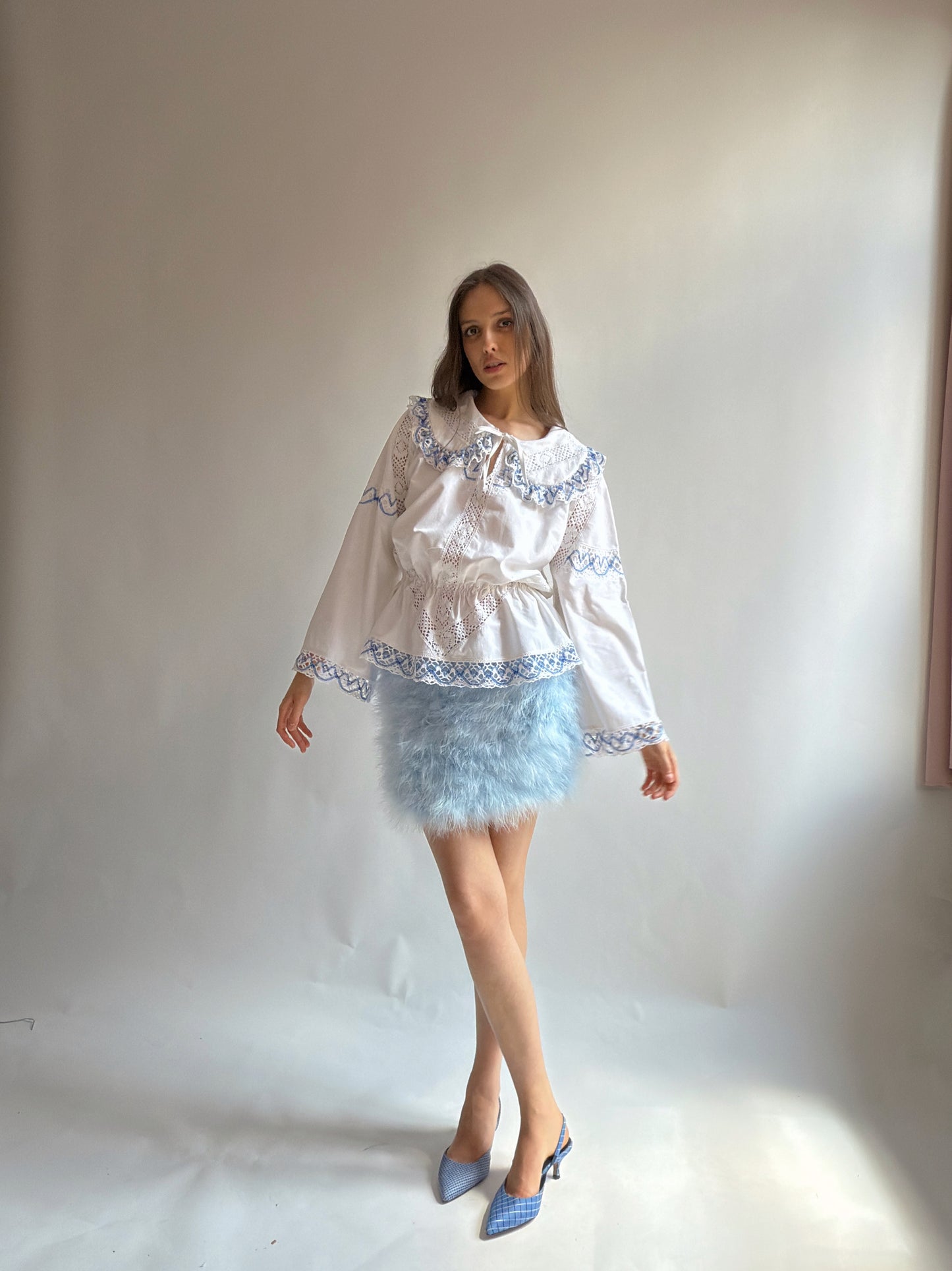 Reworked Blue Vintage Cotton Shirt