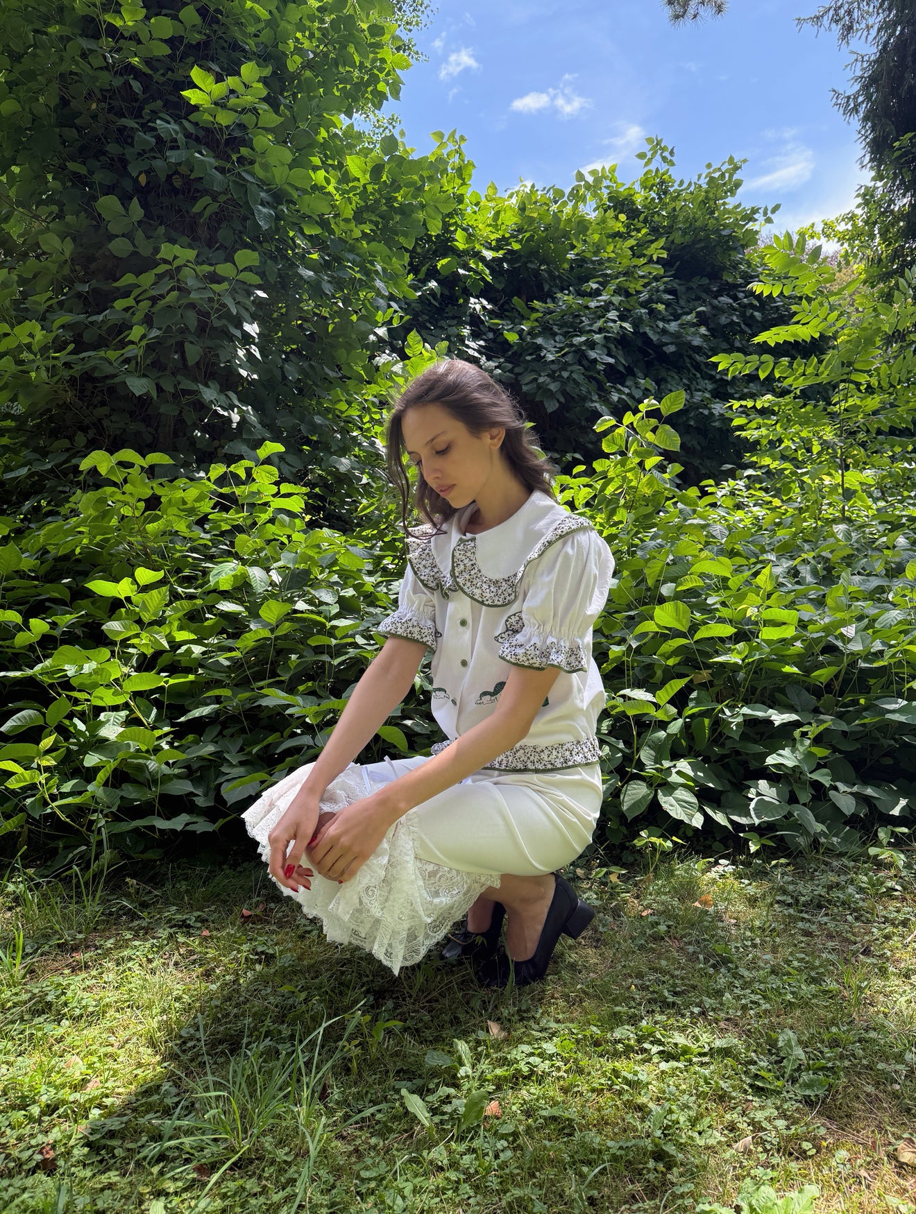 Reworked Green Embroidery Shirt