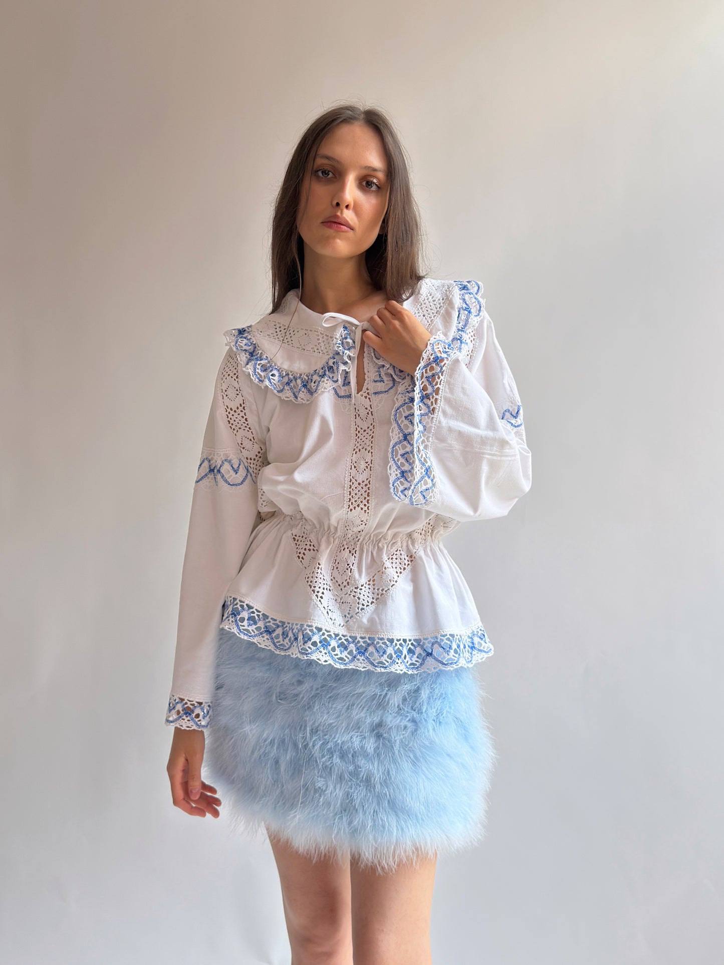 Reworked Blue Vintage Cotton Shirt