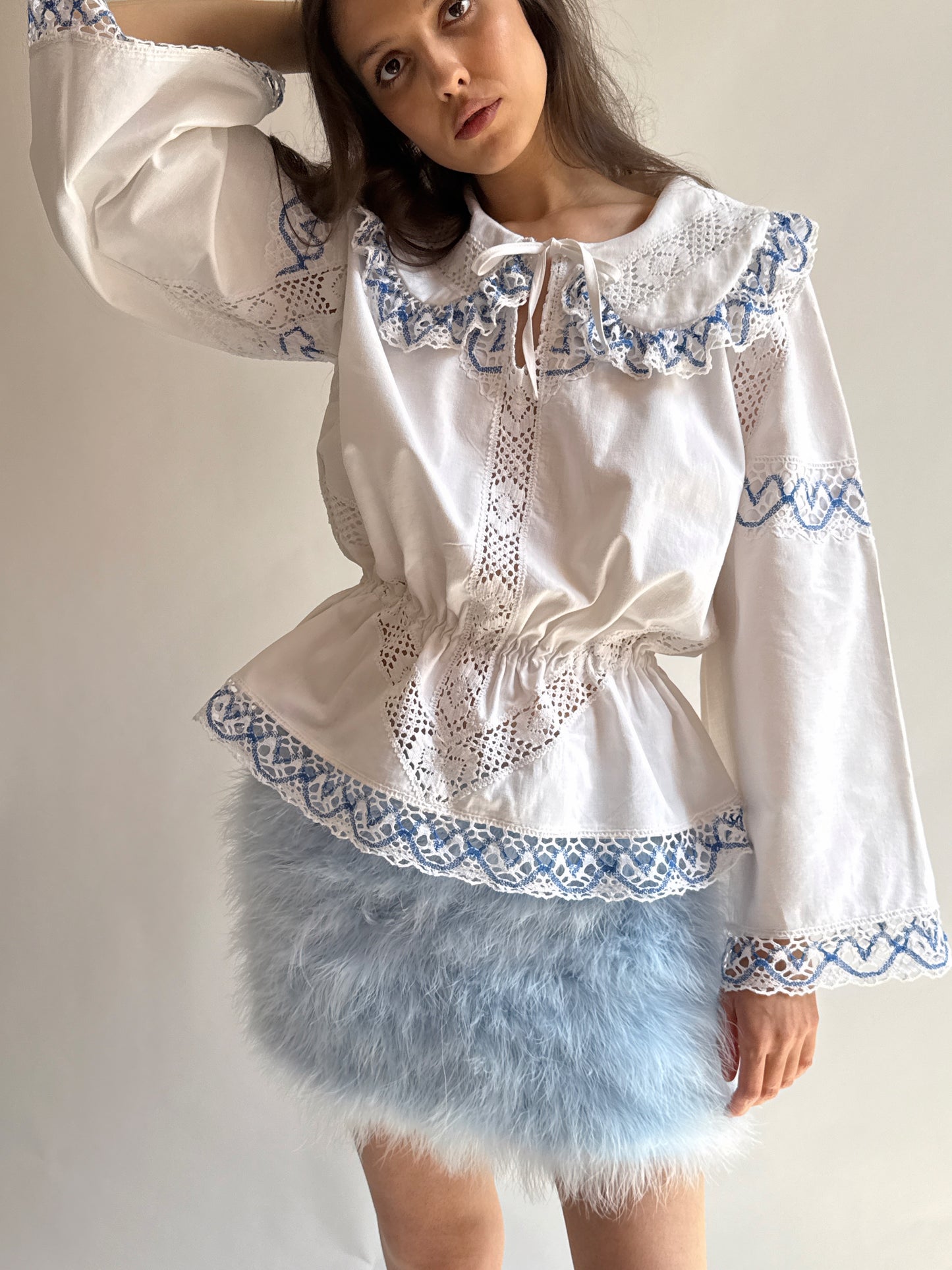 Reworked Blue Vintage Cotton Shirt
