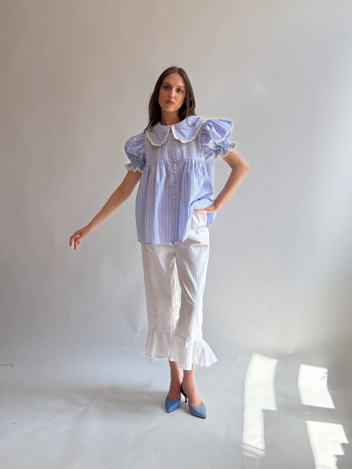 Reworked shirt with vintage doily on the back