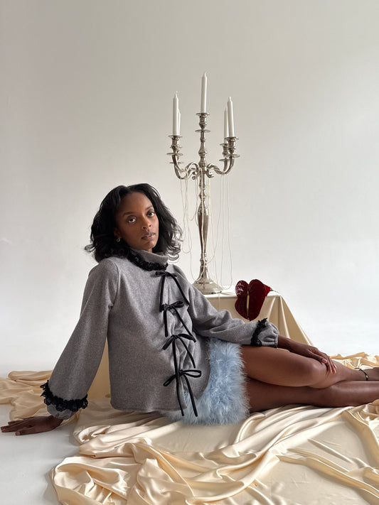Gray fleece sweater