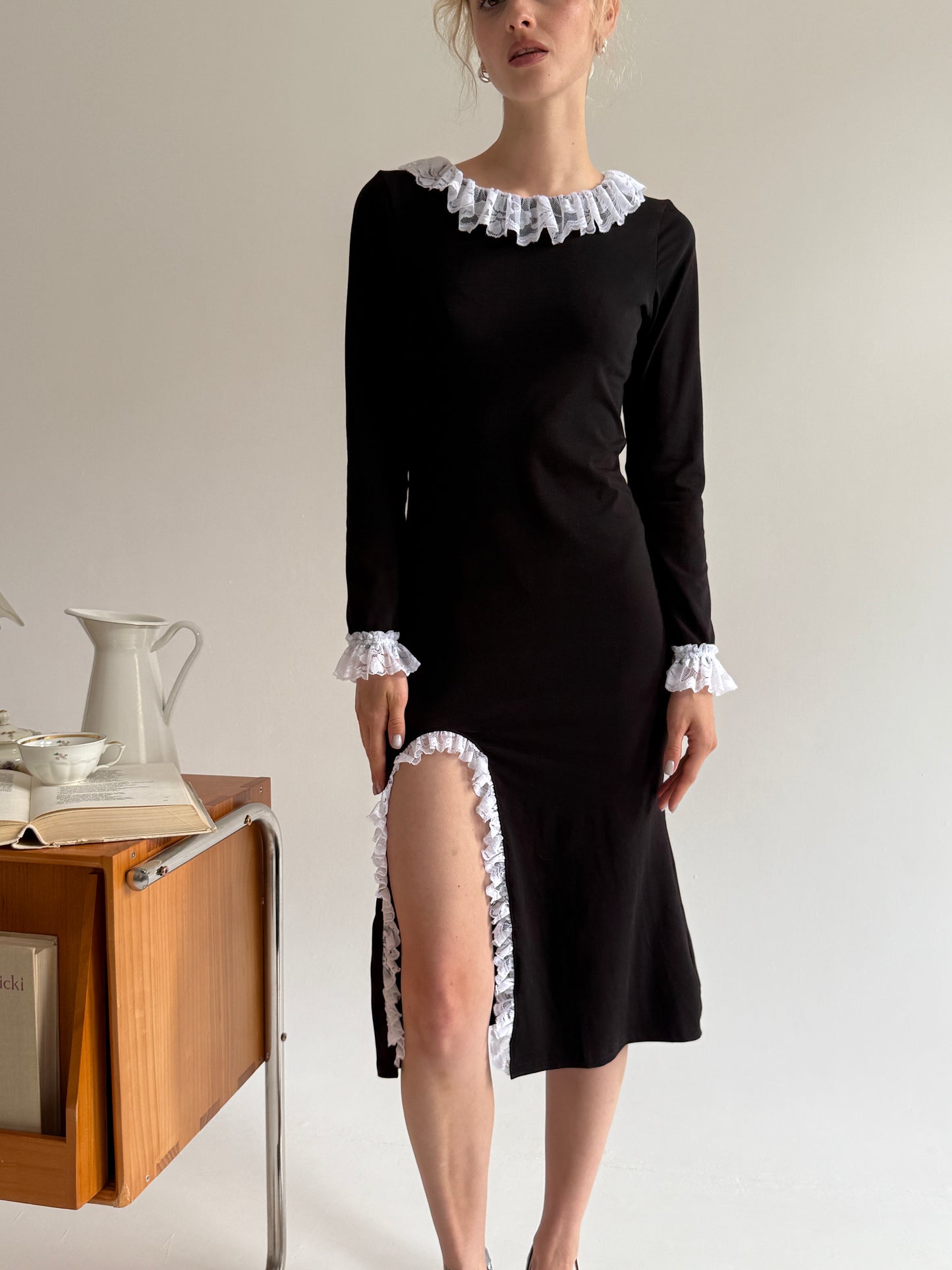 Black Midi dress with Lace