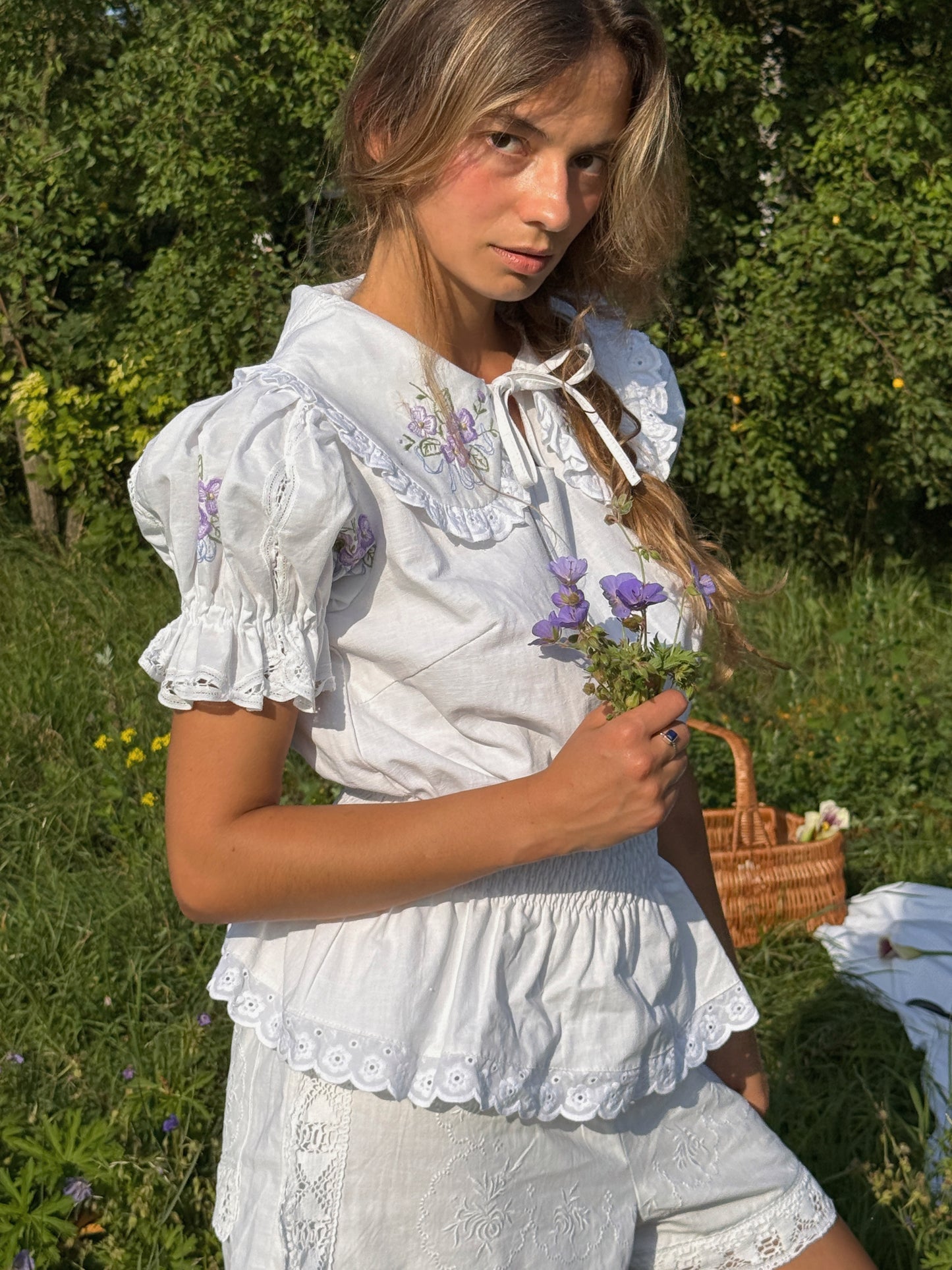 Reworked Floral Embroidery Shirt