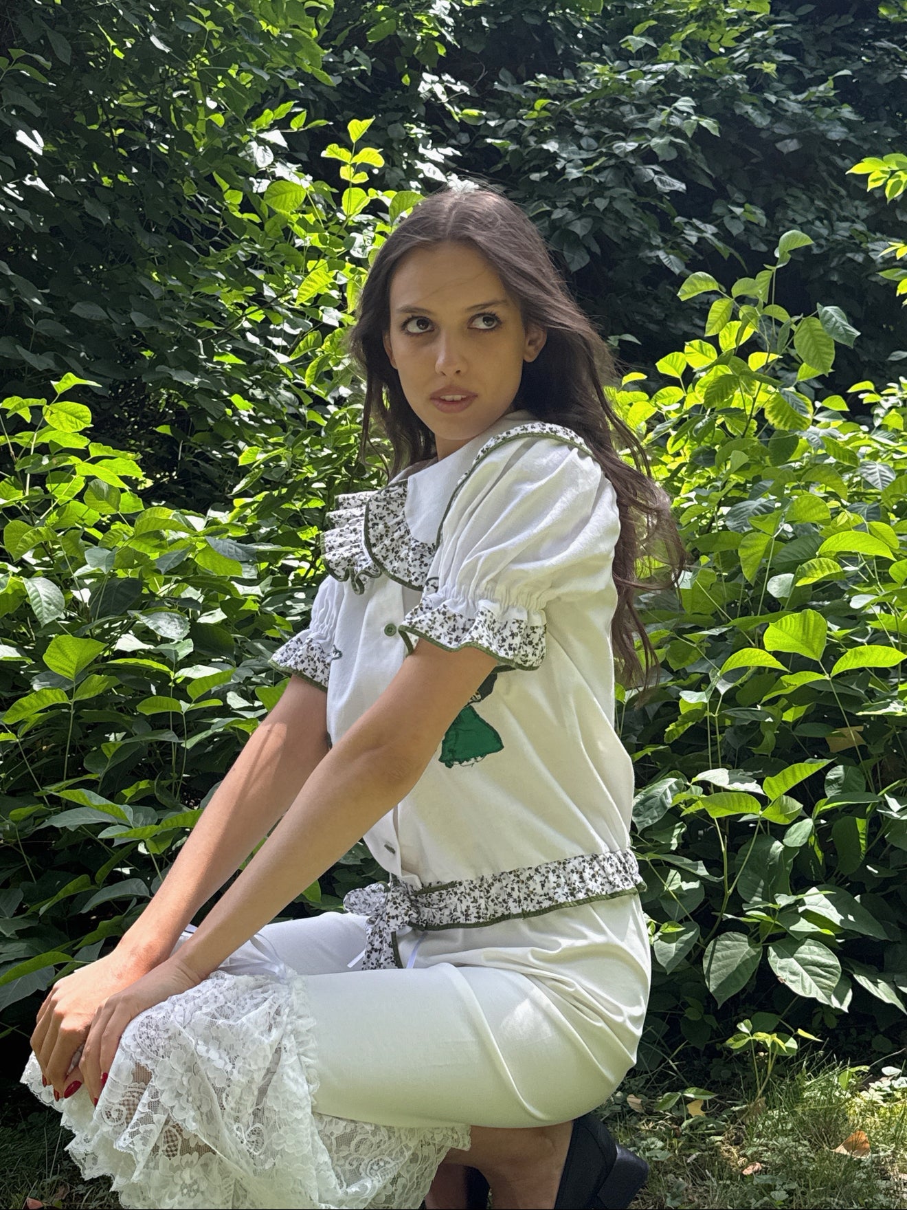 Reworked Green Embroidery Shirt