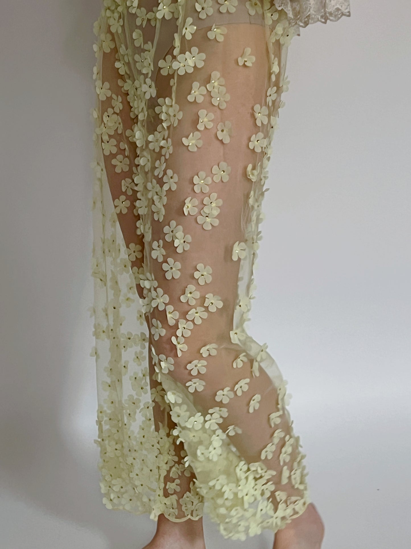 Yellow Sheer Mini Florals Trousers, size S and M