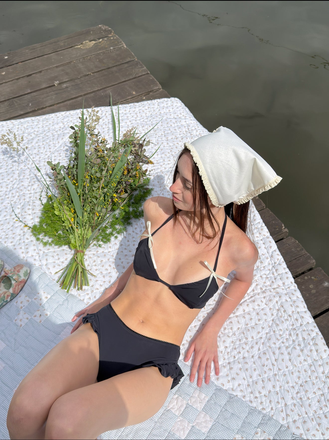 Head Scarf With Embroidered Bunny