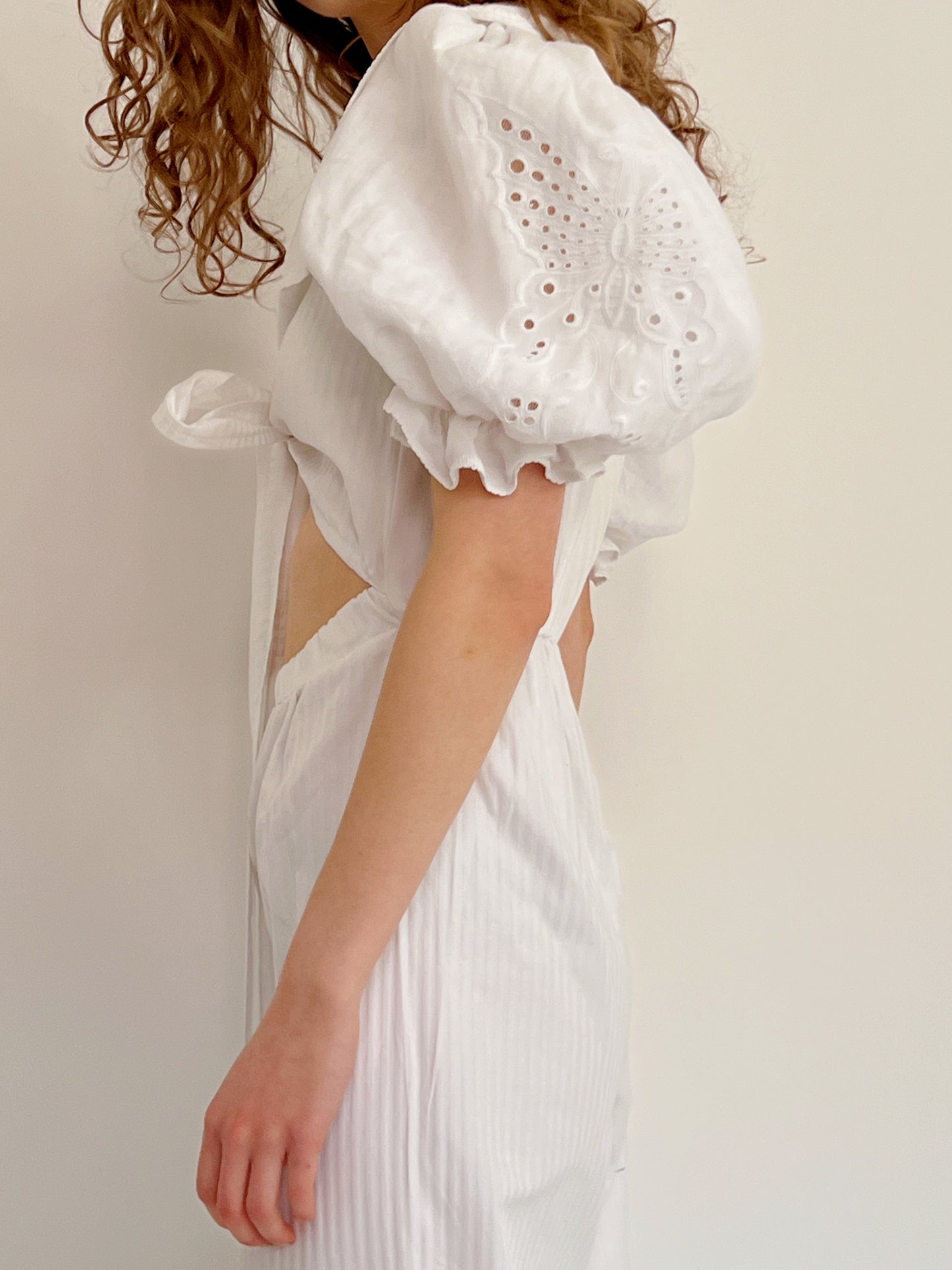 Reworked cotton embroidery jumpsuit, size S and M