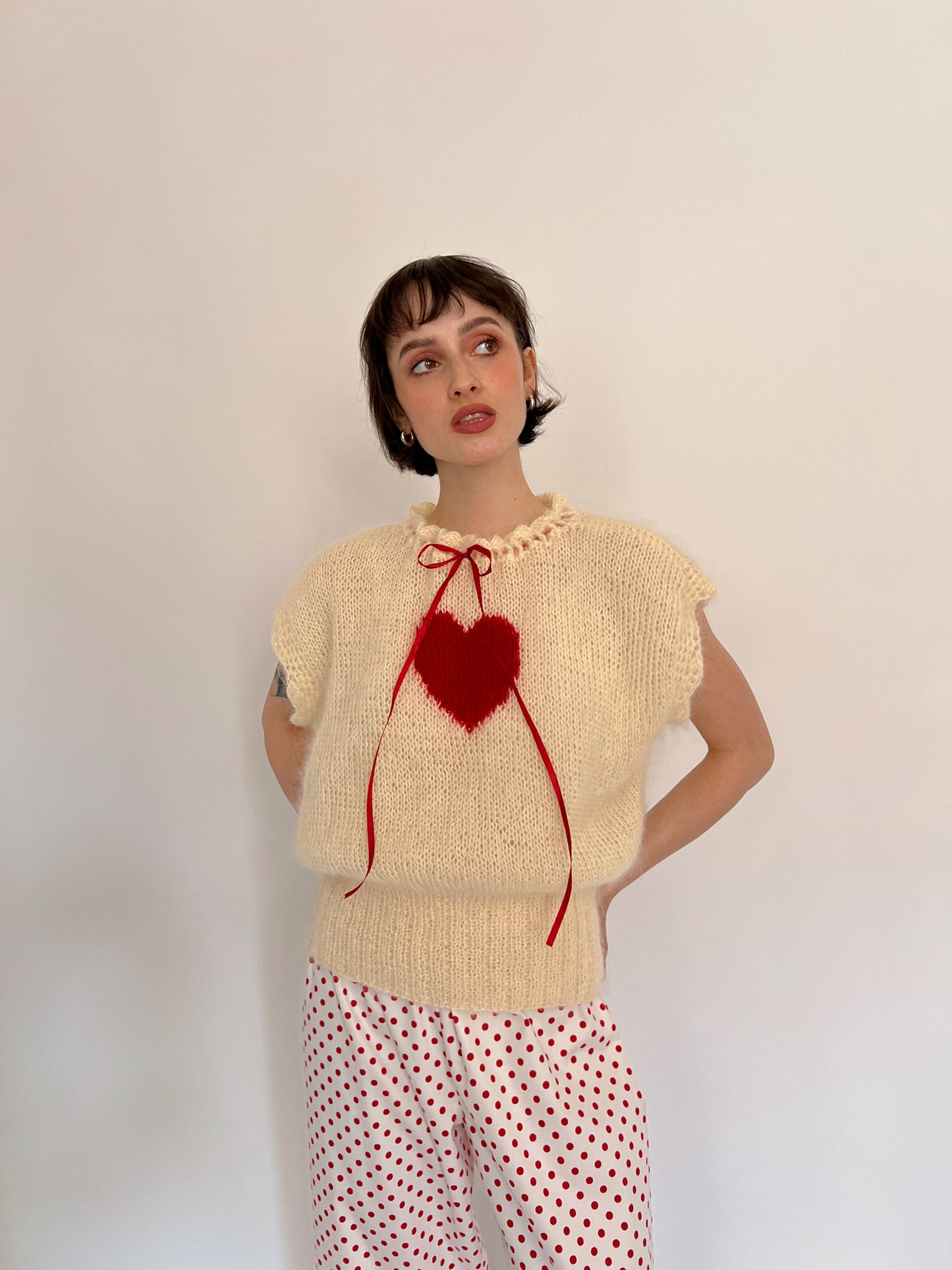 Heart mohair knit