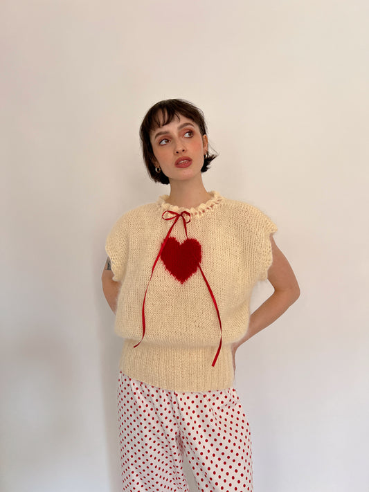 Heart mohair knit