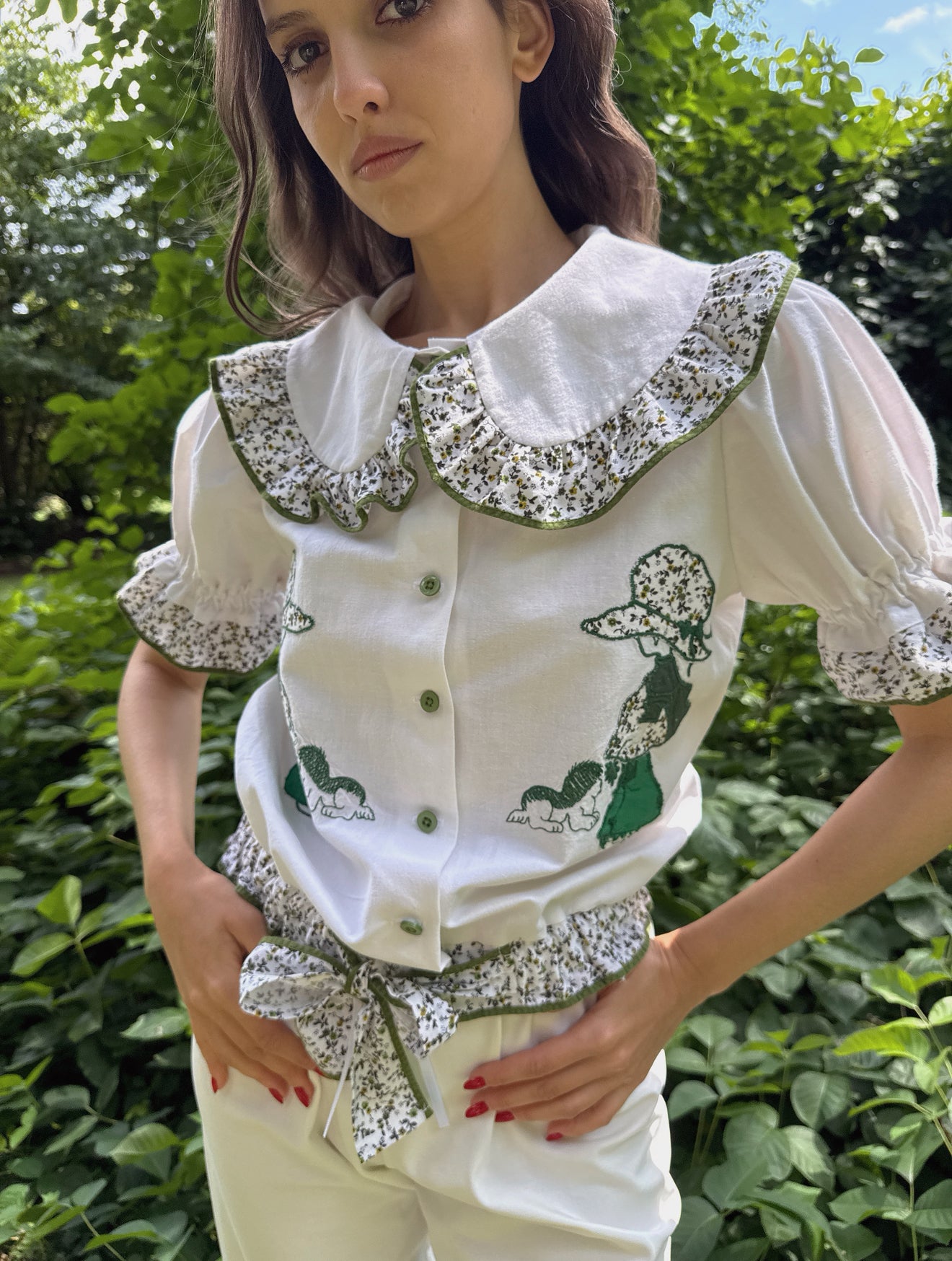 Reworked Green Embroidery Shirt