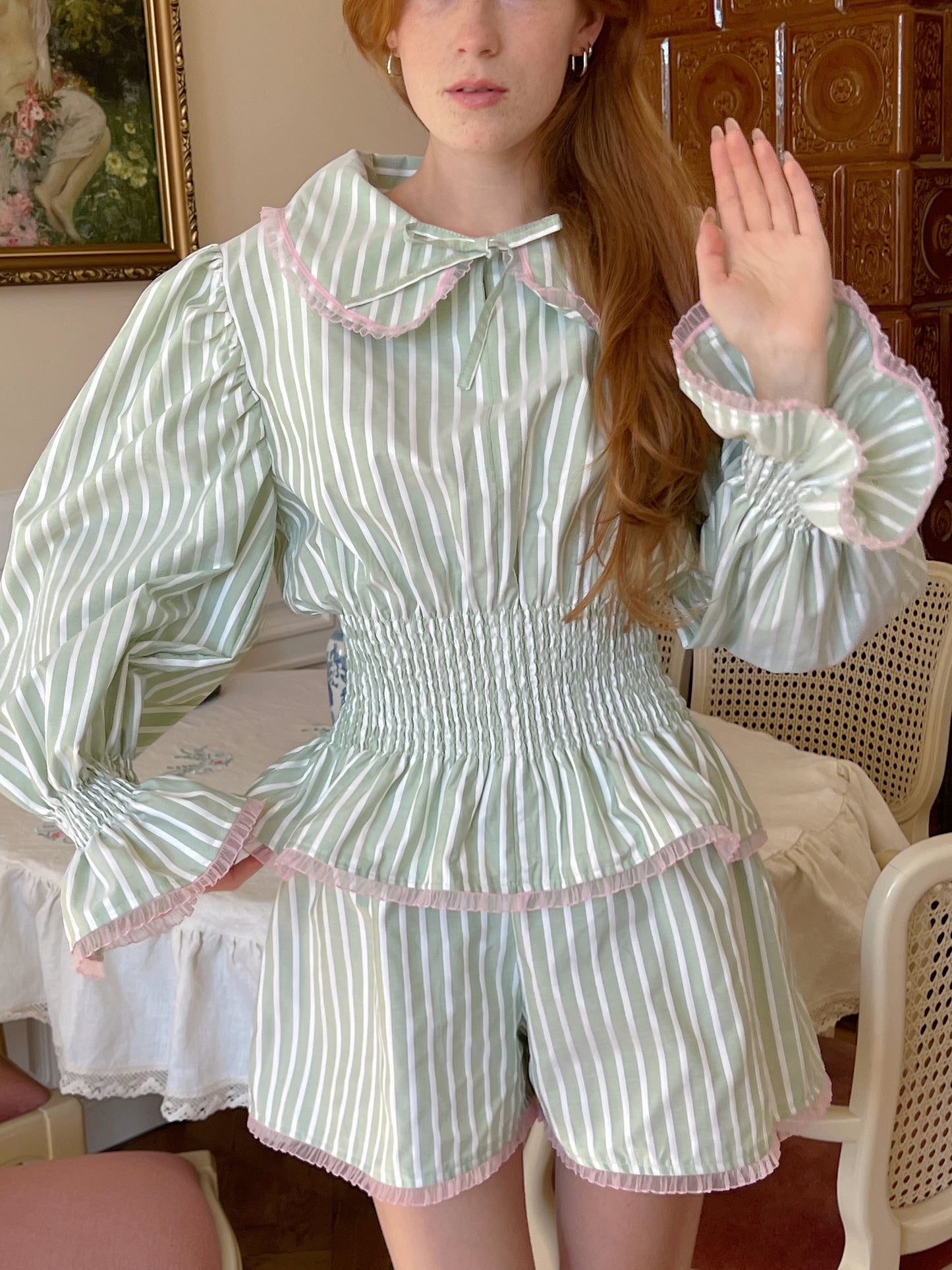 Striped puff elastic set