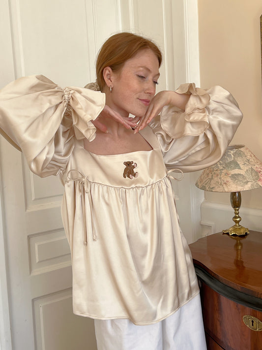 Teddy bear satin blouse