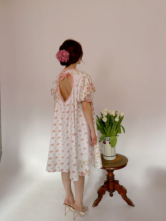 Upcycled roses dress with a heart