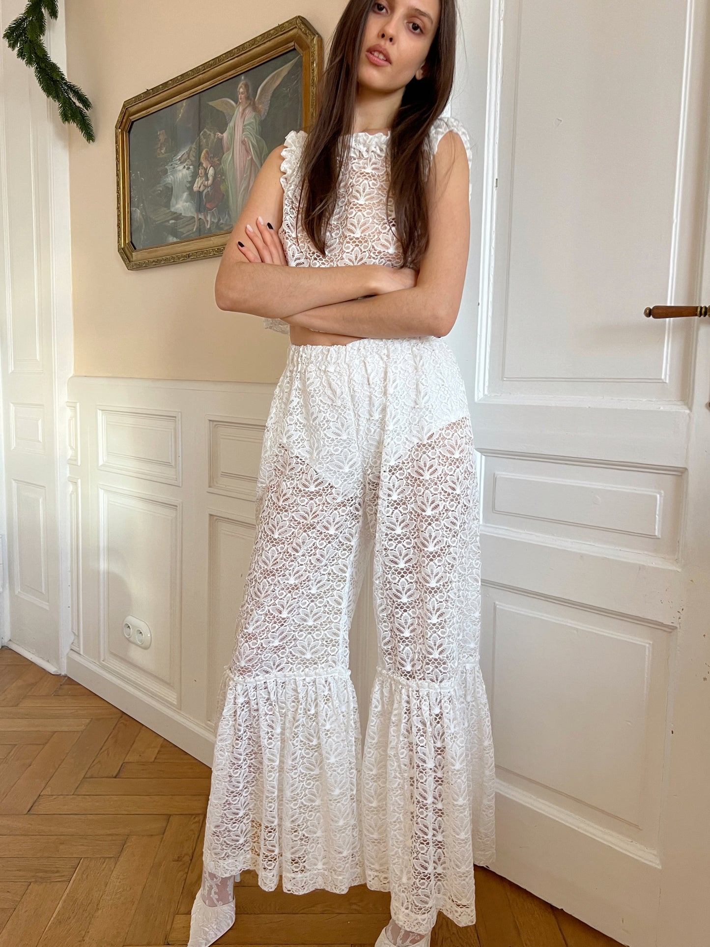 White reworked lace set