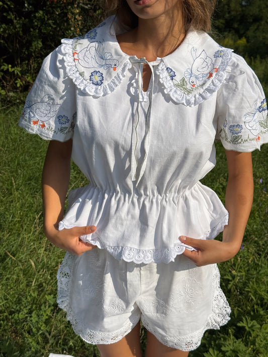 Reworked Duck Embroidery Shirt
