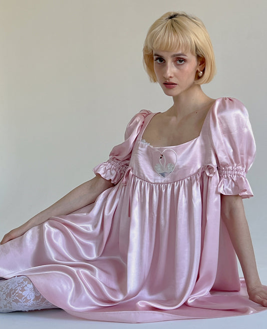 Swans in love satin dress