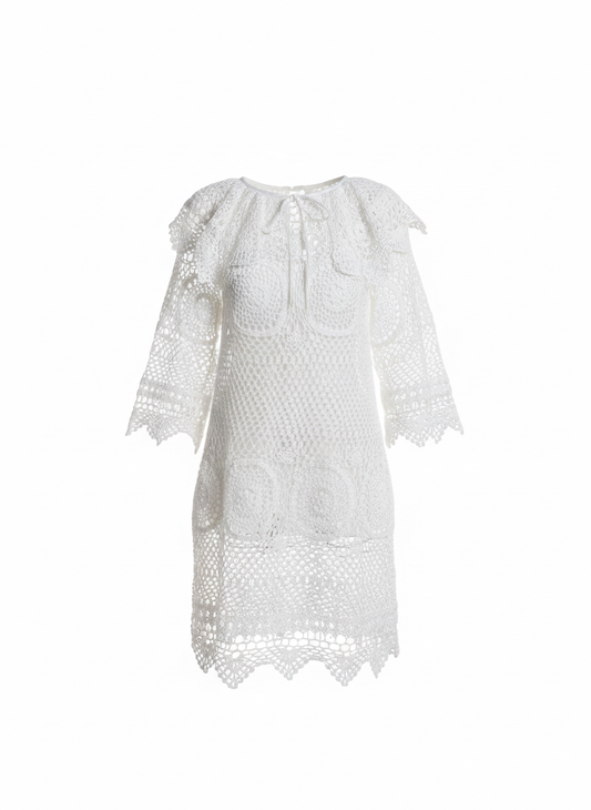 Reworked white crochet dress