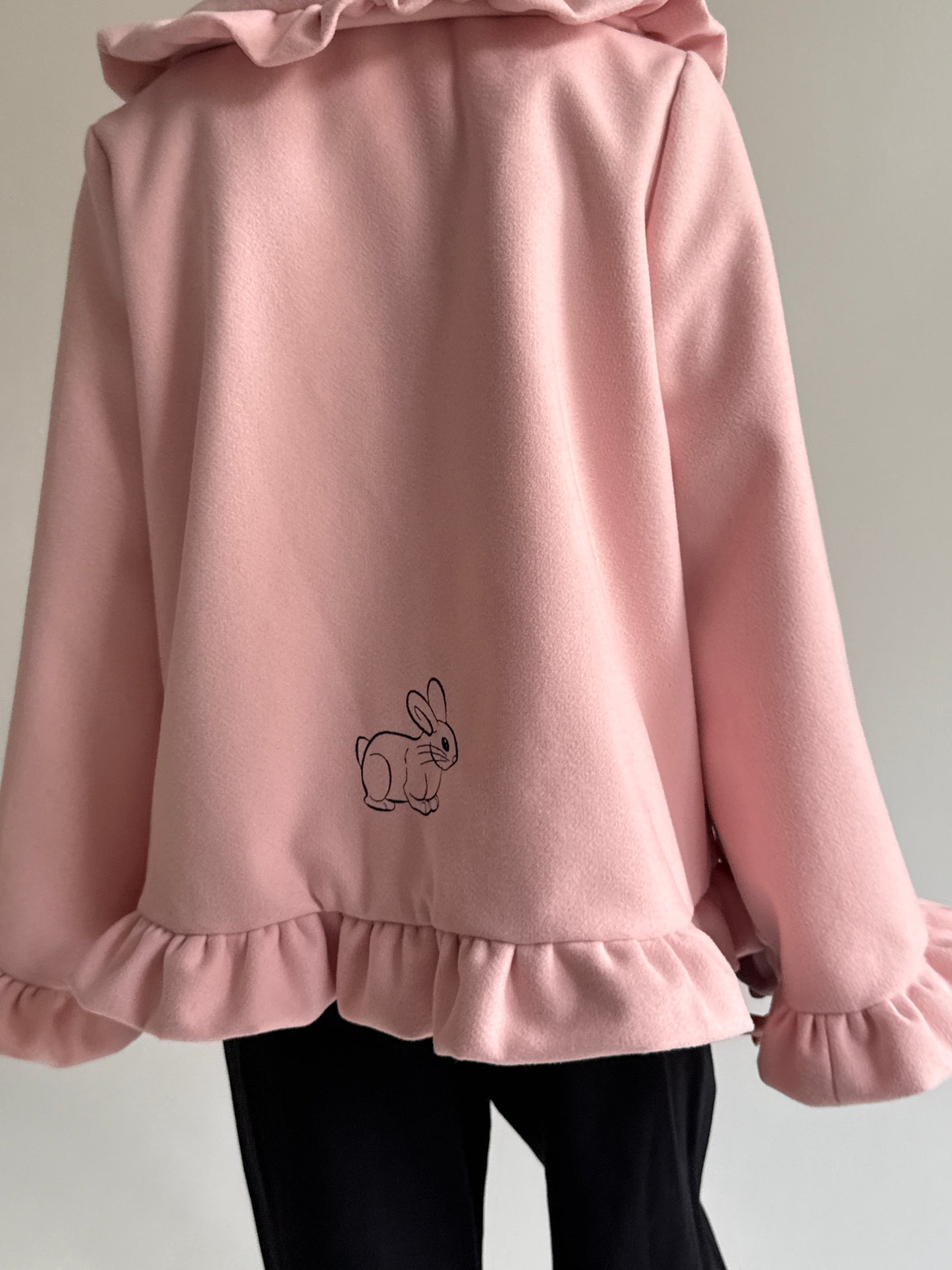 Pink bunny short wool coat