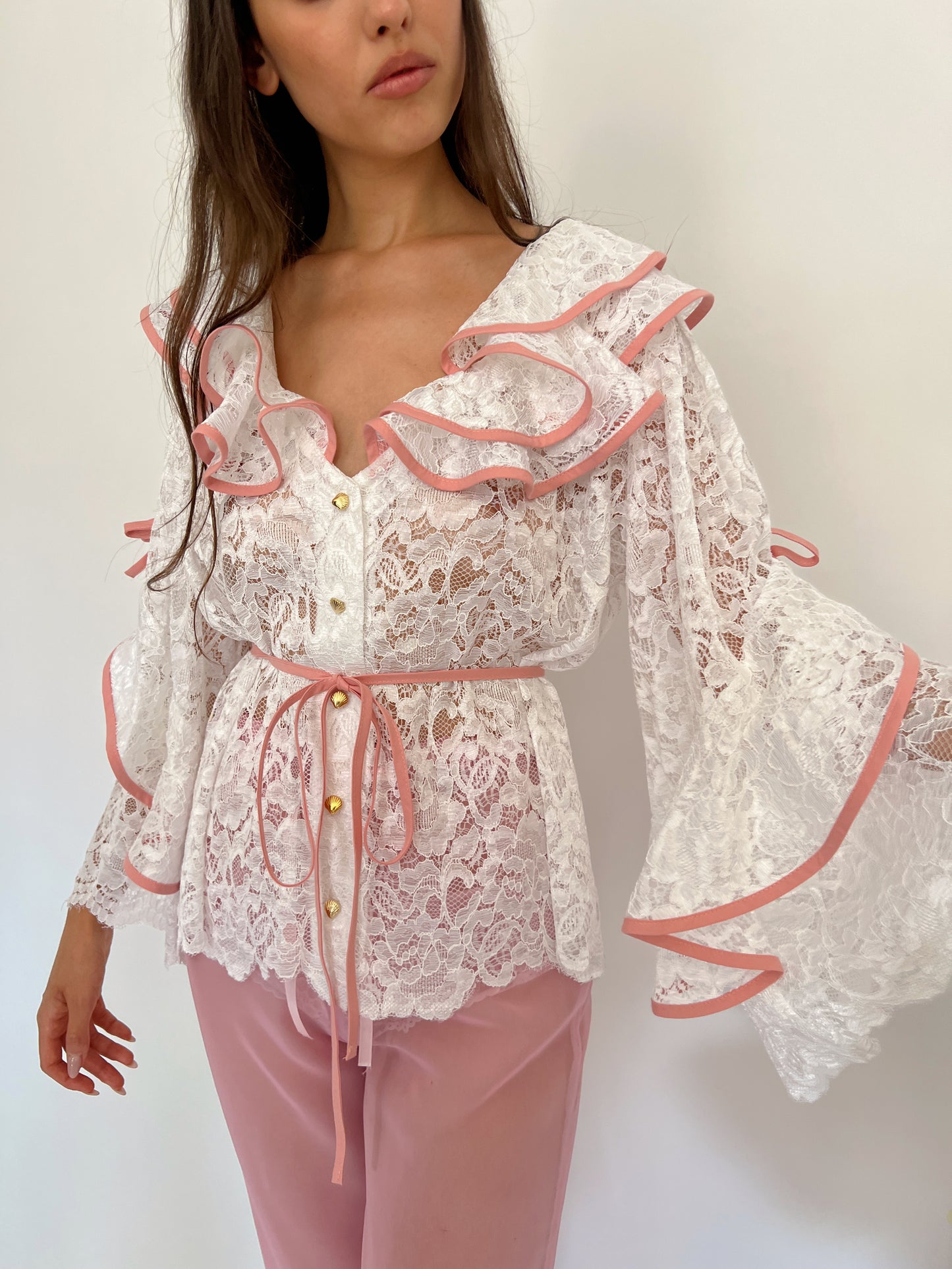 Lace ruffle shirt