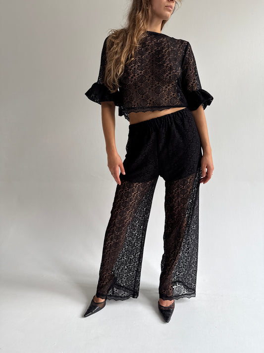 Floral Black Lace Set XS/S
