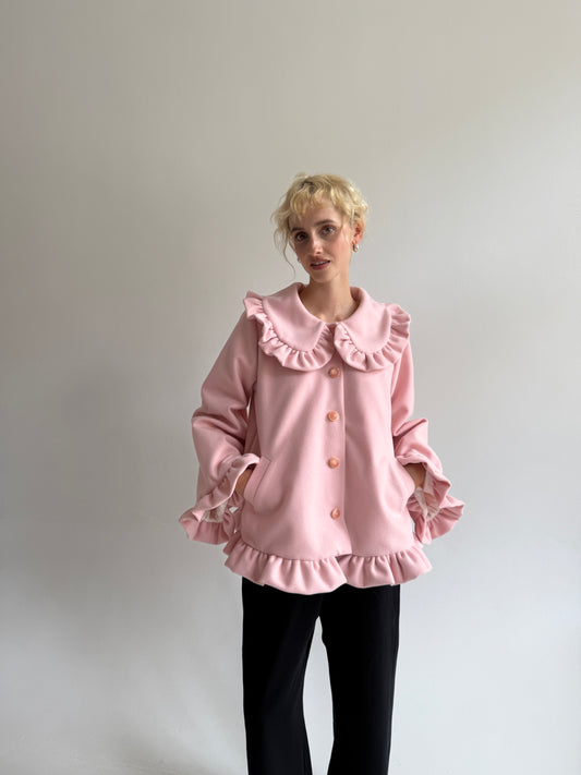 Pink bunny short wool coat