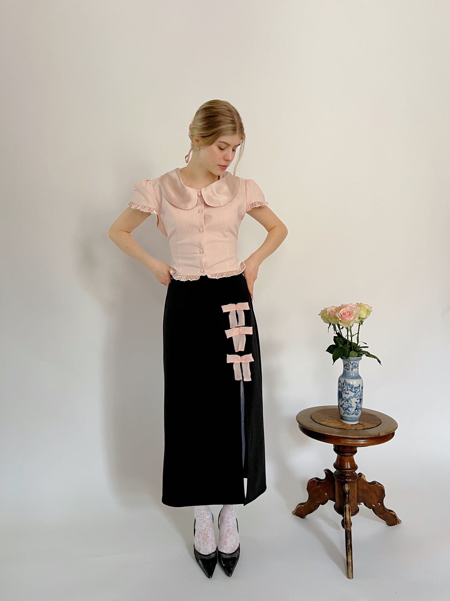 Midi Jersey Bows Skirt