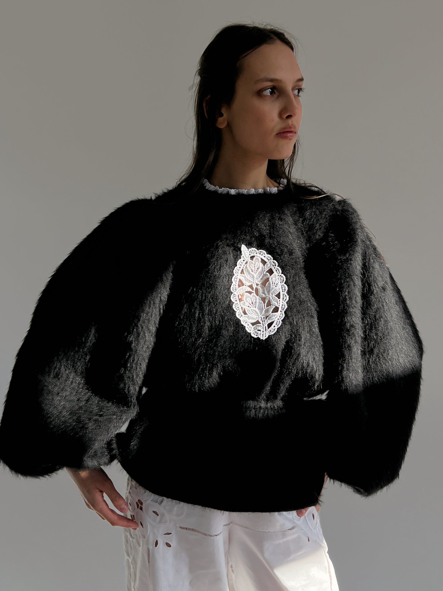 Angora rose jumper in Black