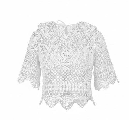 Reworked white crochet set