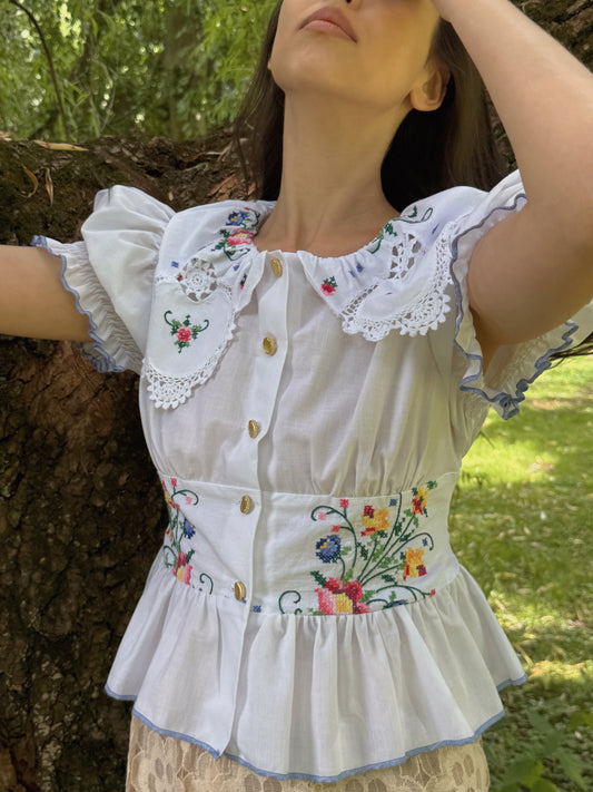 Reworked Colorful Embroidery Shirt
