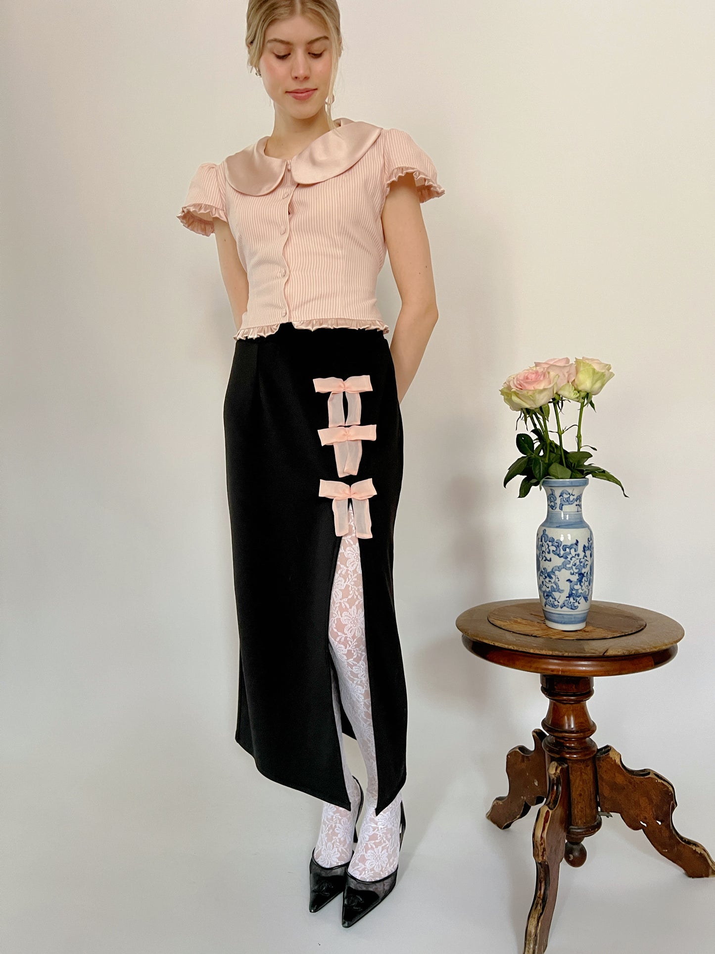 Midi Jersey Bows Skirt