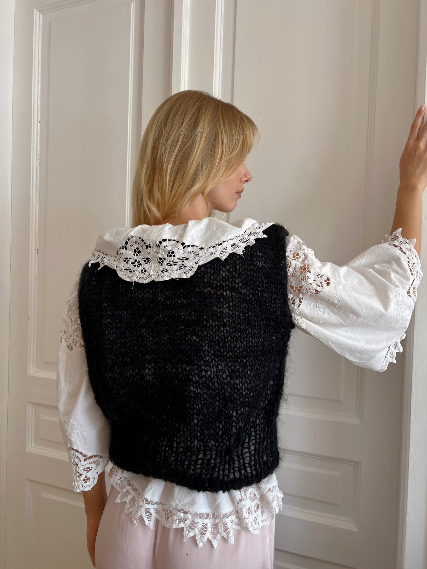 Black mohair knitted vest