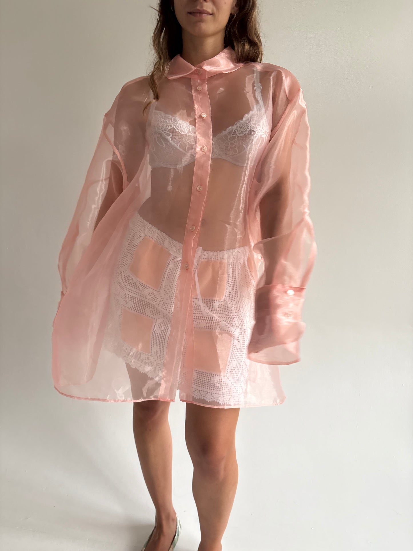 Reworked organza shirt XS/S/M/L/XL