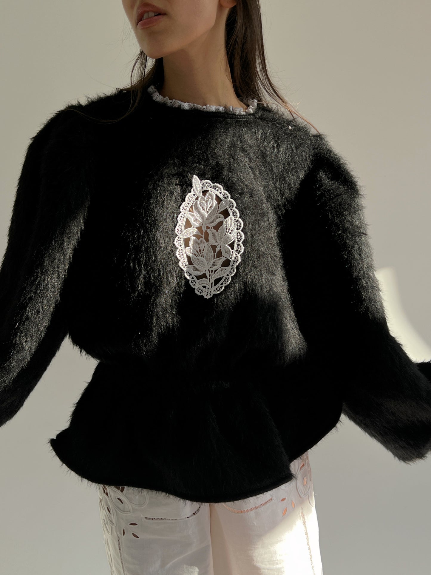 Angora rose jumper in Black