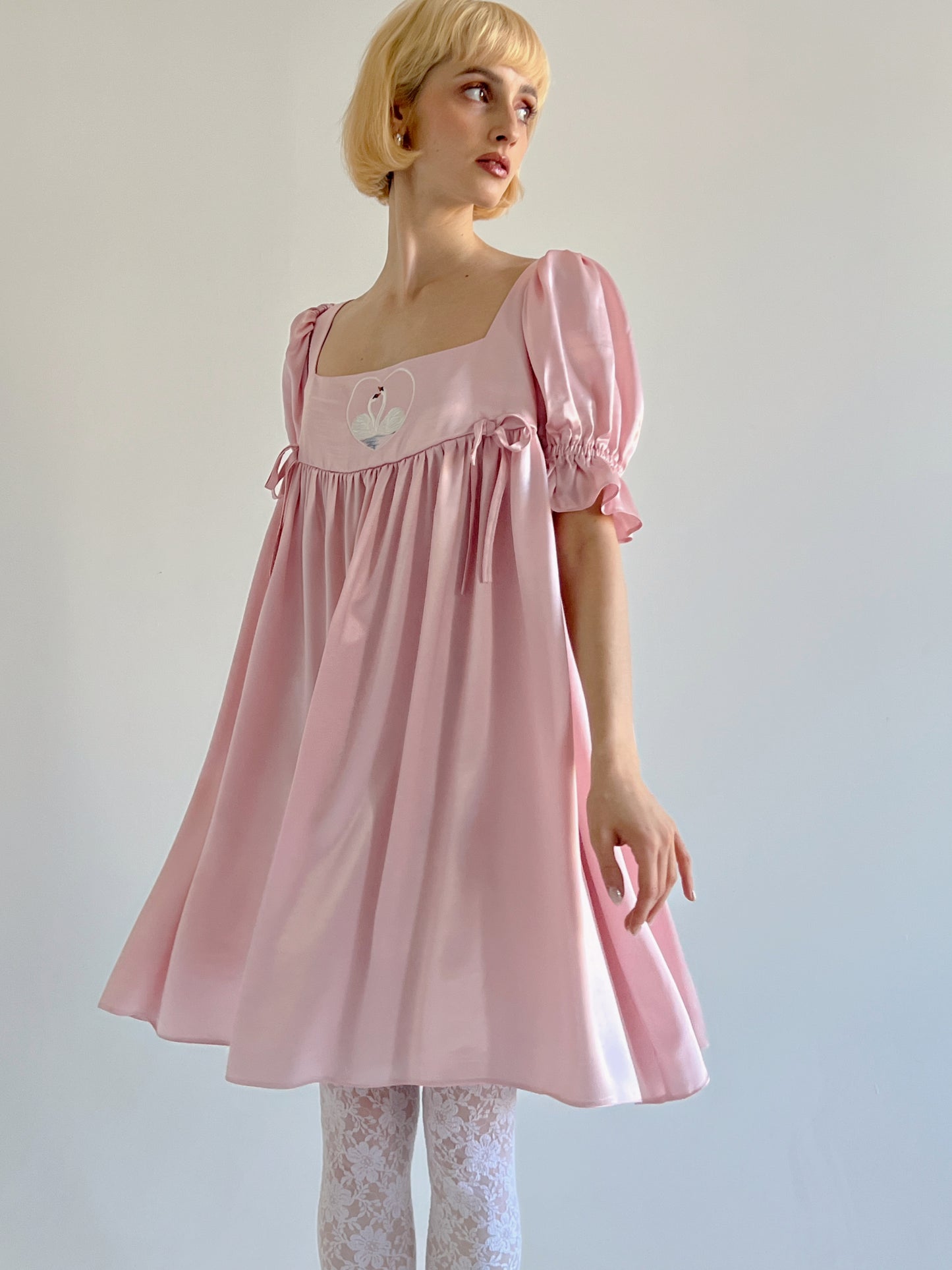 Swans in love satin dress