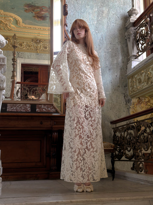 Lace Maxi Dress in Cream