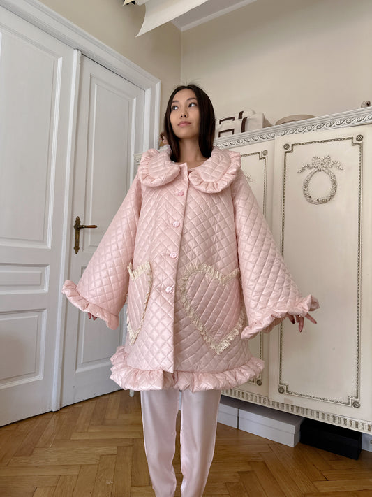 Ruffle Oversized Raincoat in Pink