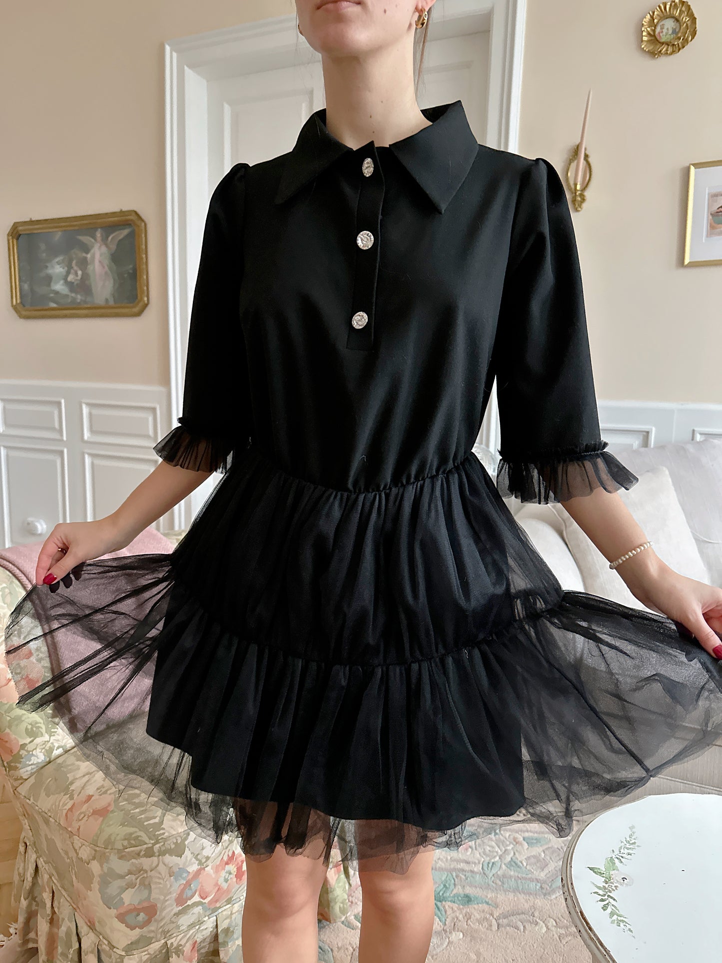 Black tulle dress