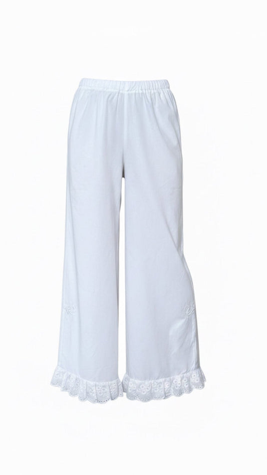 Reworked white cotton trousers