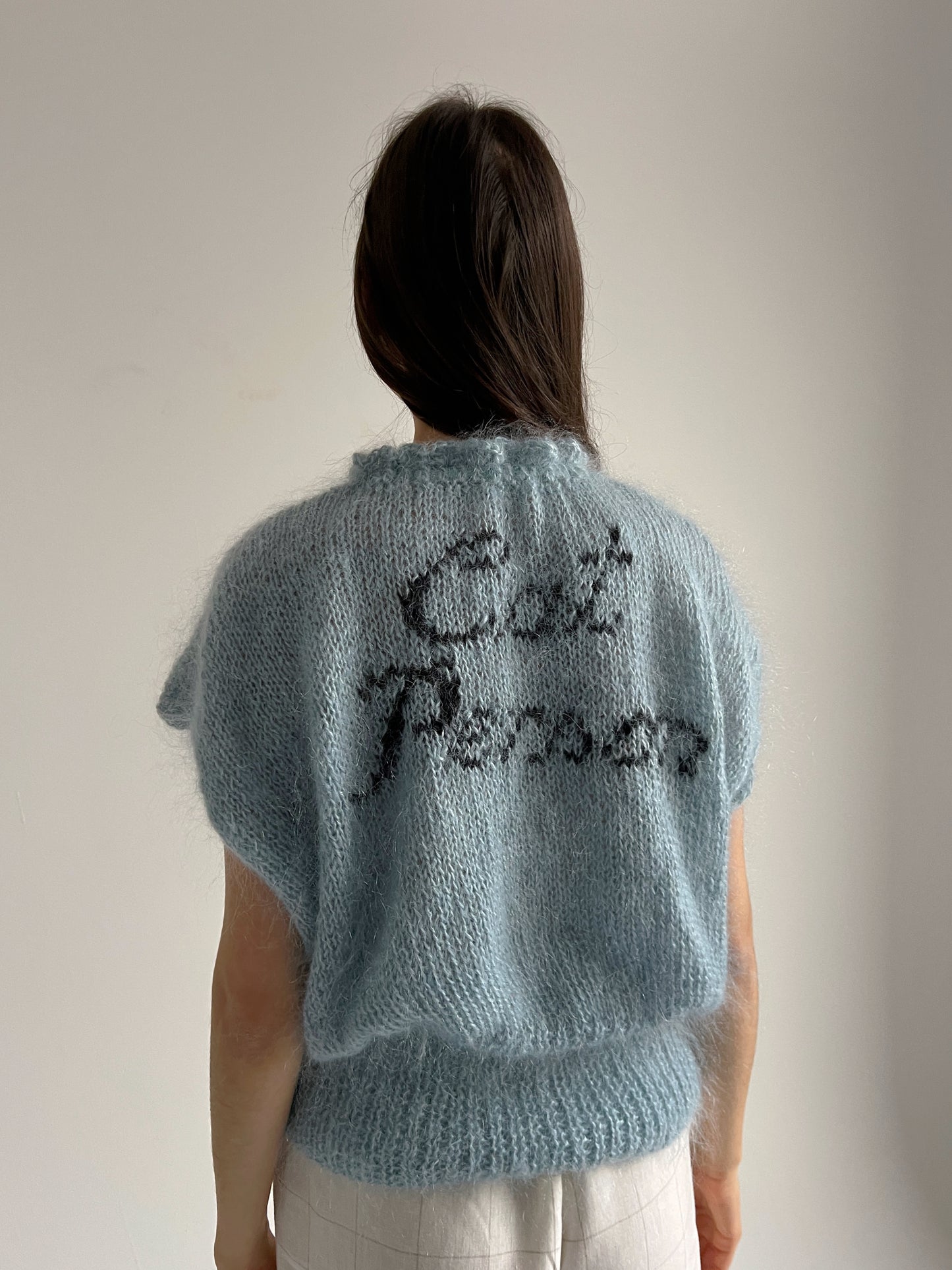 Cat Person Mohair Vest in Blue