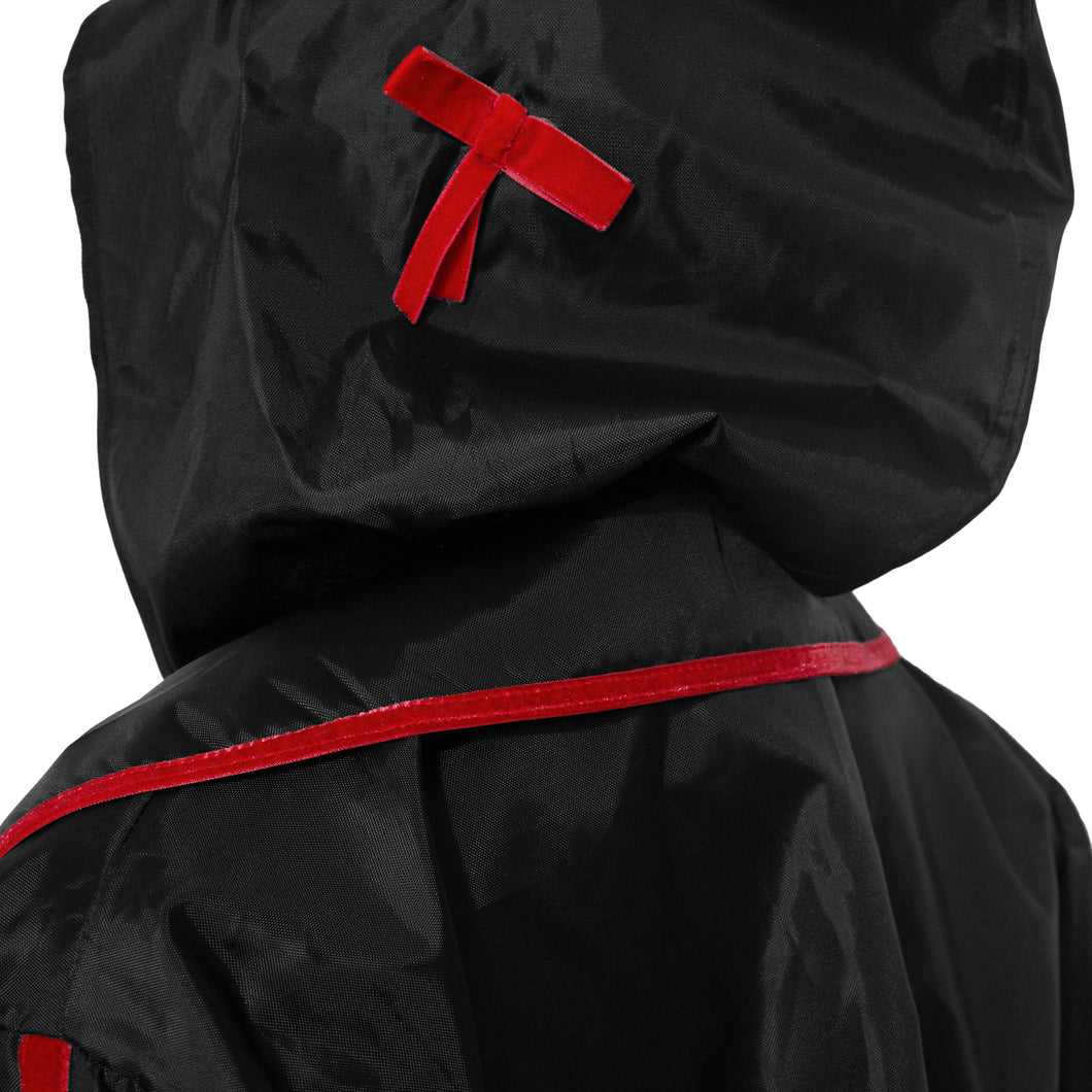 Waterproof red bow jacket matching hood