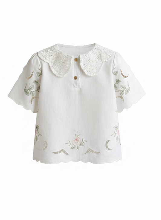 Reworked Shirt Tiny Flower Emboidery
