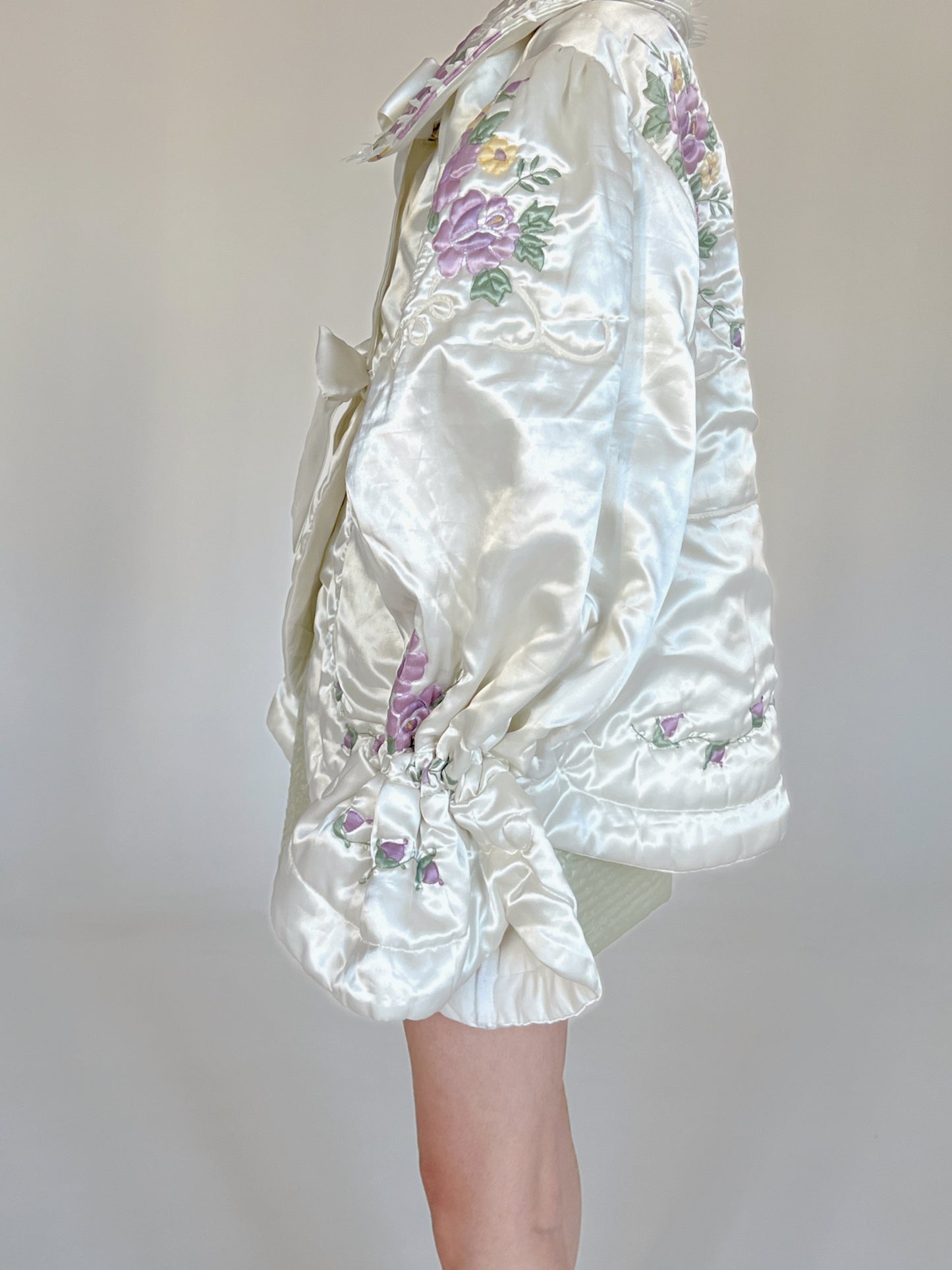 Reworked satin floral coat