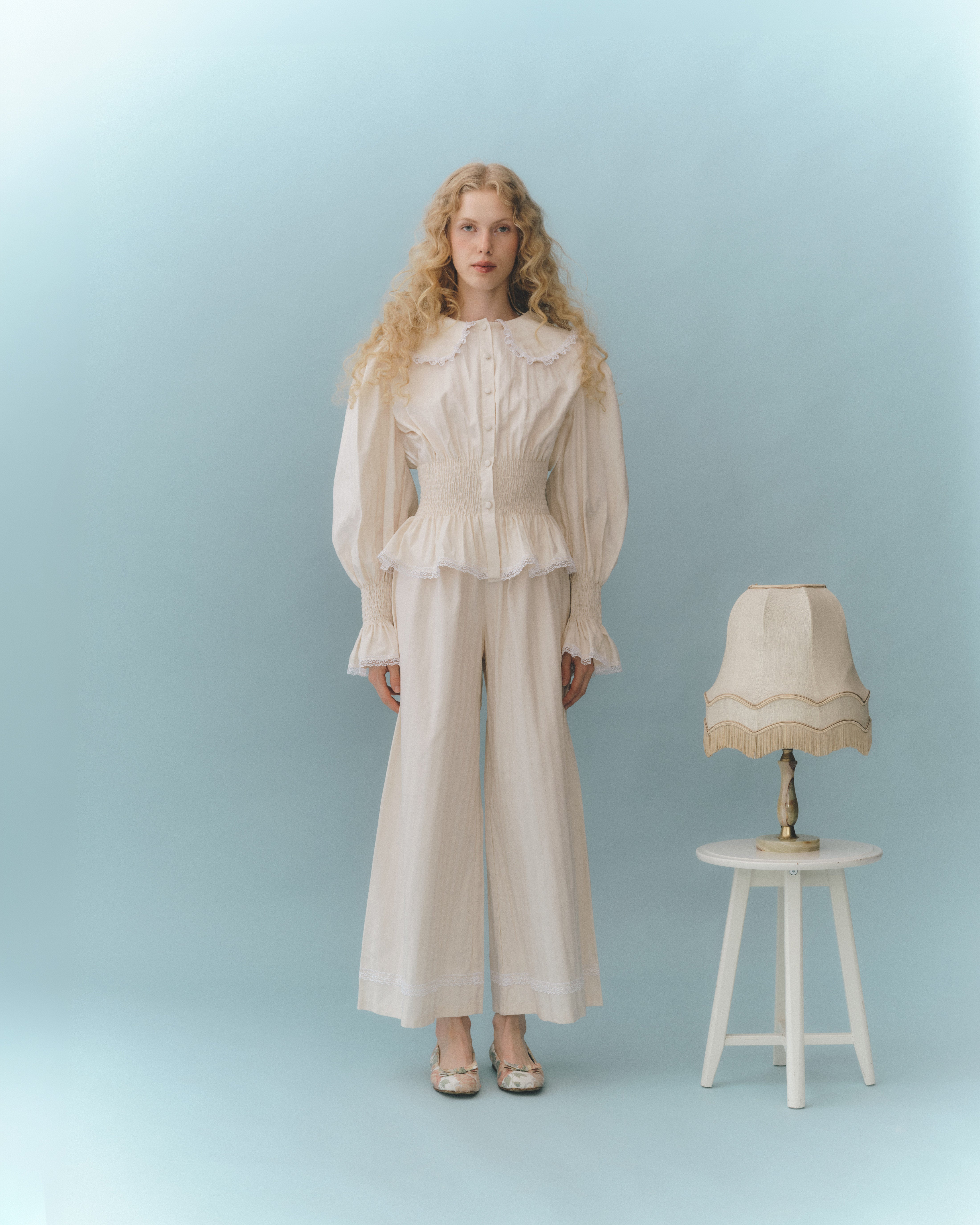 Cotton poplin antique set in Cream
