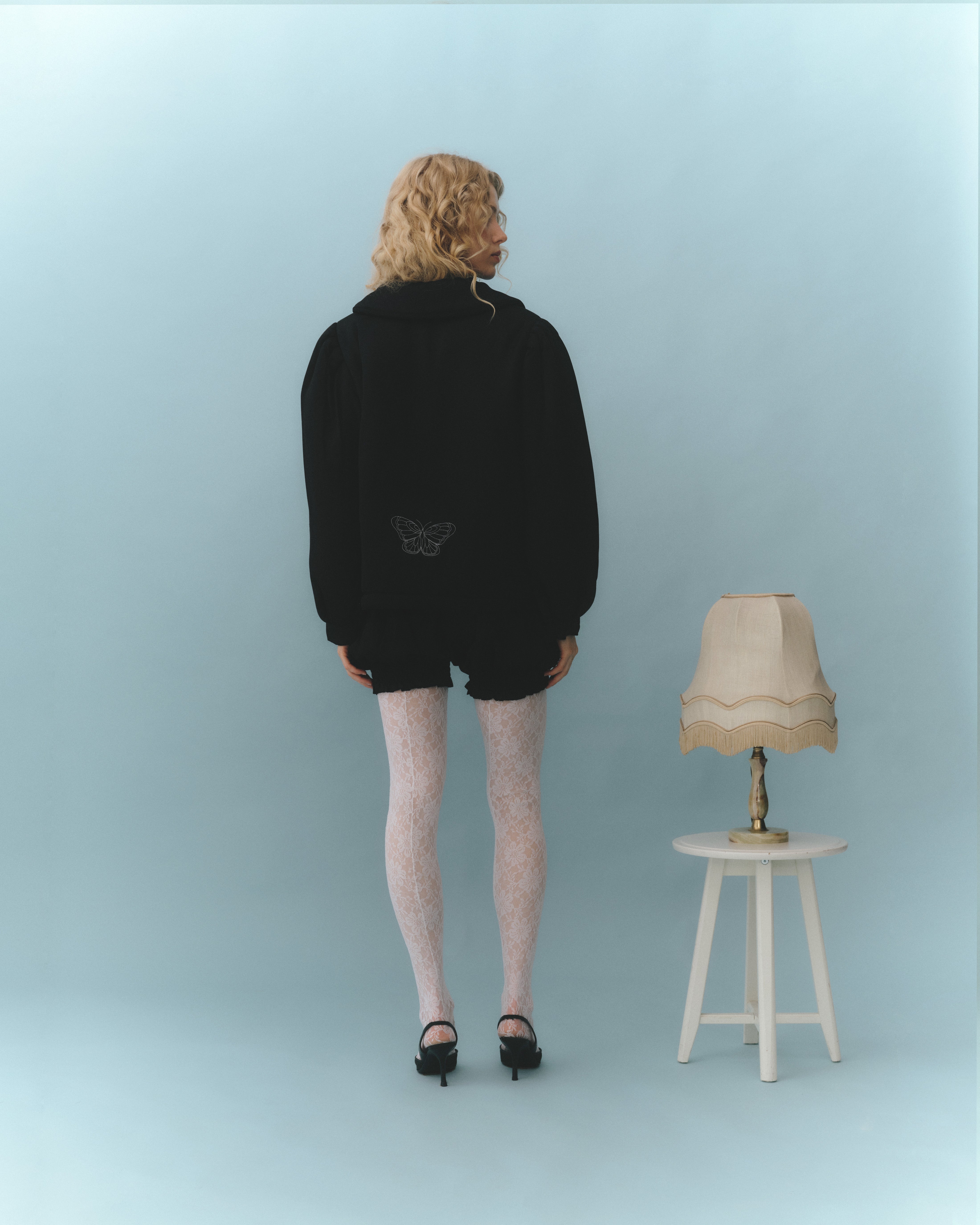 Satin puffer butterfly in Black