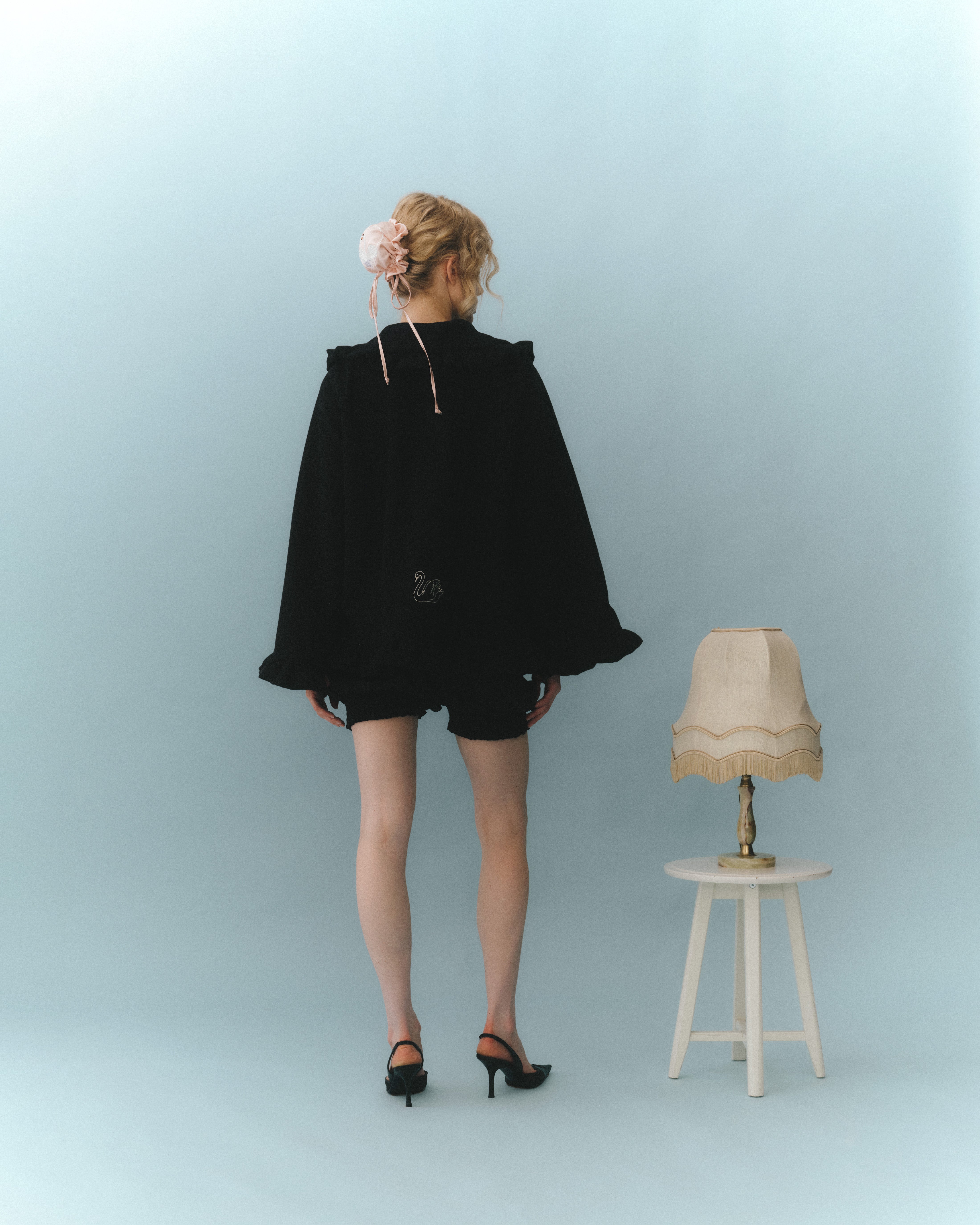 Black swan short wool coat