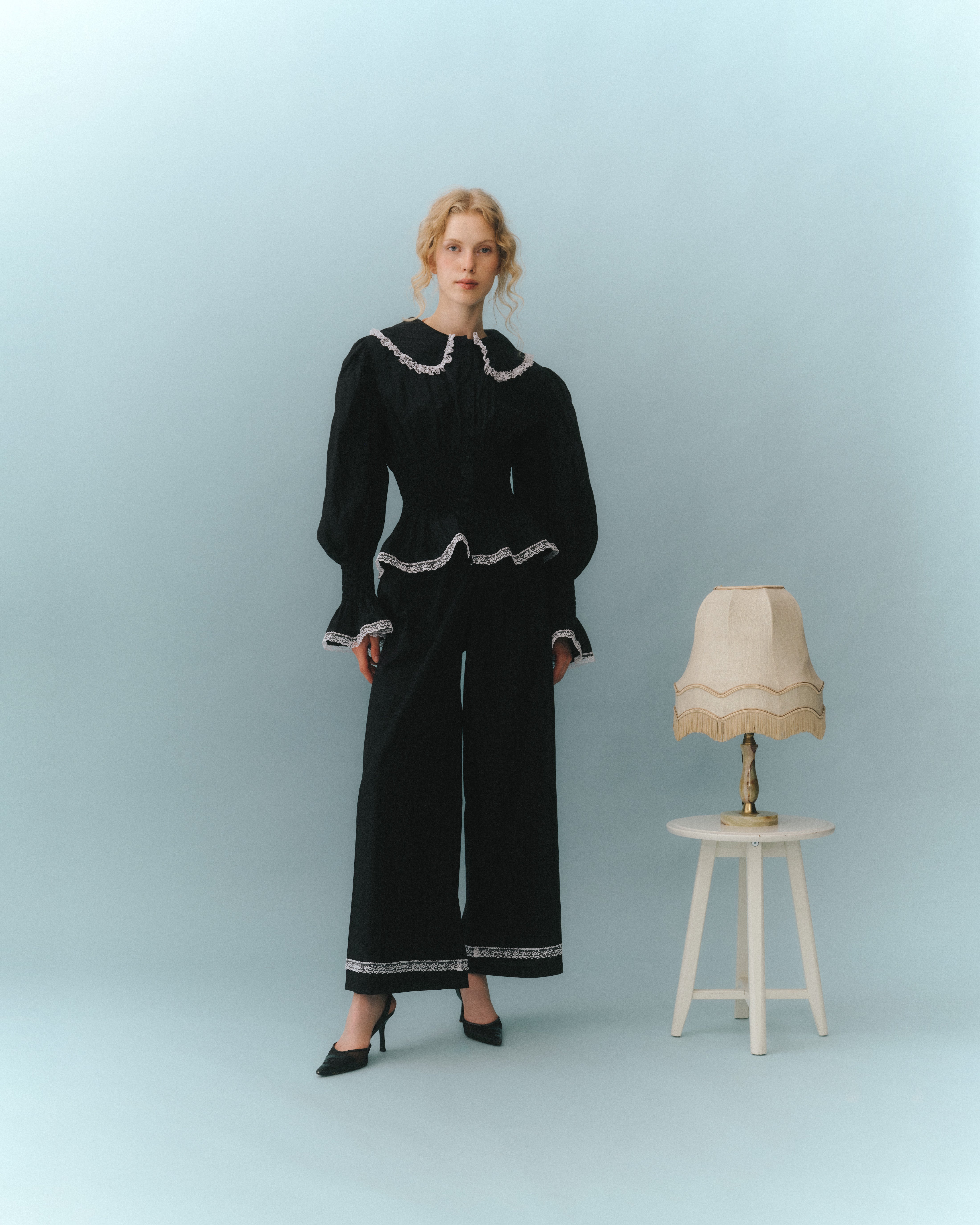 Cotton poplin antique set in Black