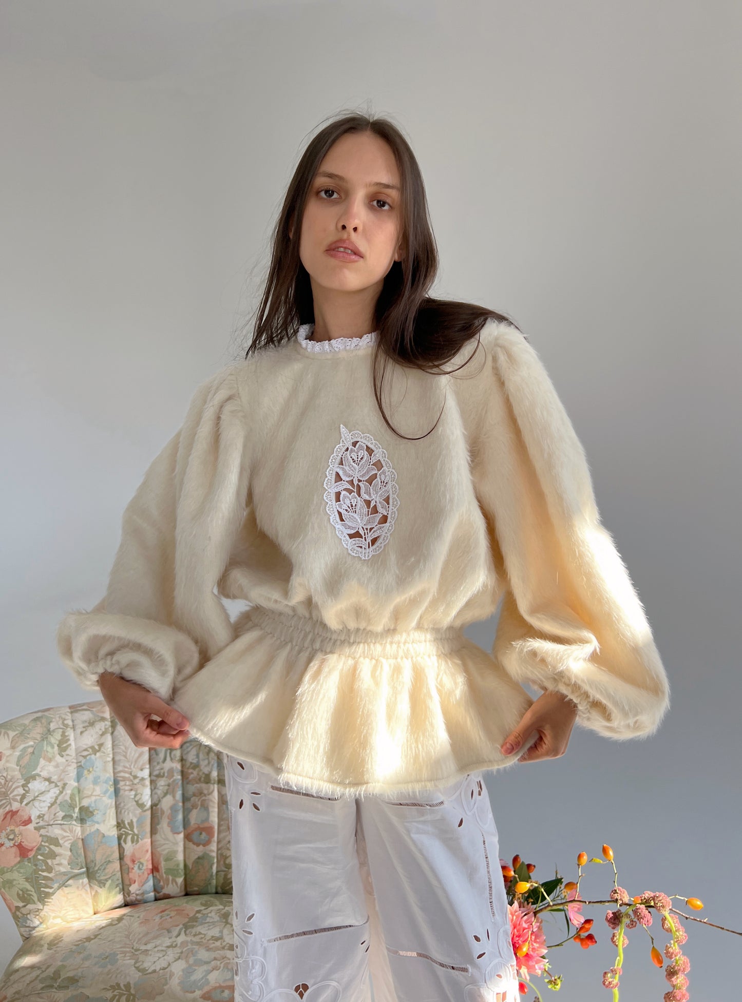 Angora rose jumper in Cream