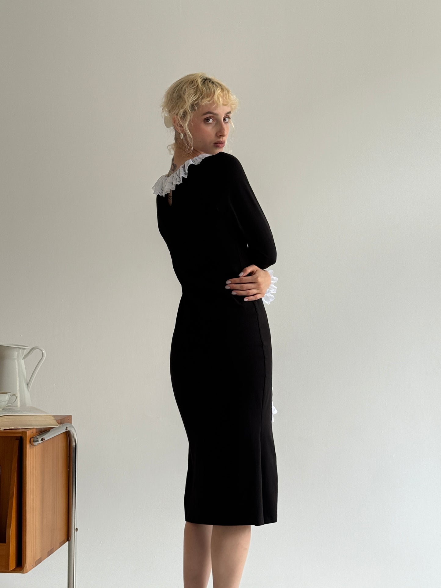 Black Midi dress with Lace