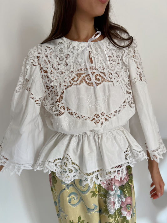 Reworked antique lace shirt